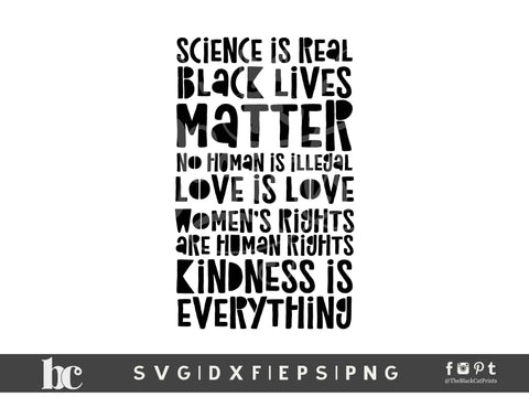 Science Is Real - BLM - Love Is Love | Social Justice Cut File SVG TheBlackCatPrints 