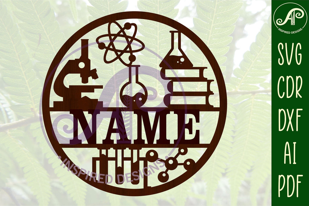 Science name sign svg laser cut template - So Fontsy