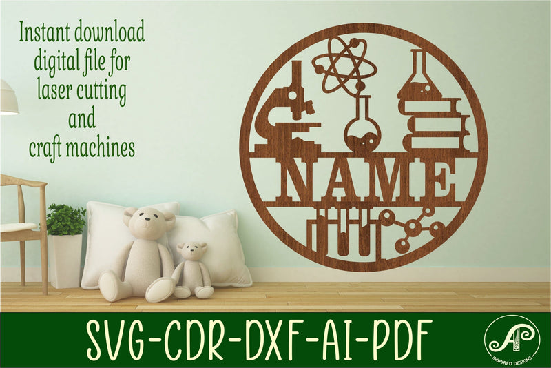 Science name sign svg laser cut template - So Fontsy