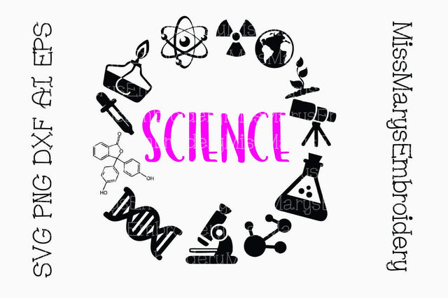 Science School Subject Frame SVG MissMarysEmbroidery 