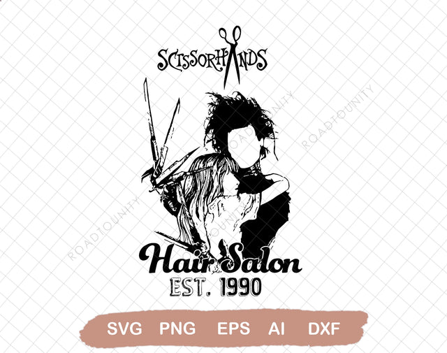 Scissorhands Hair Salon PNG & SVG Digital Download, sublimation, cricut SVG DiamondDesign 