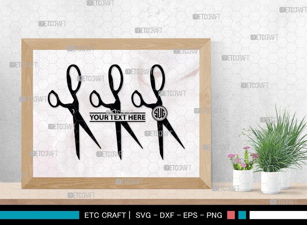 Scissors Monogram, Scissors Silhouette, Scissors SVG, Salon Svg ...