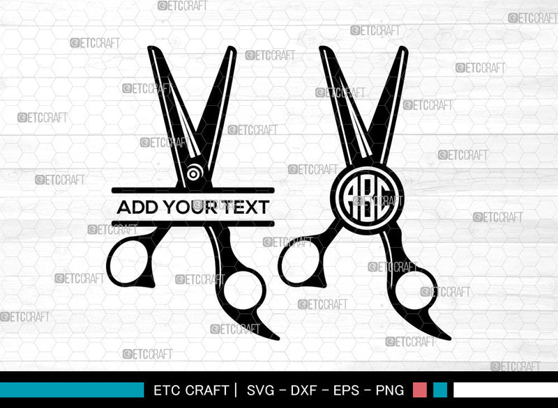 Scissors Monogram SVG, Barber Scissors Svg, Hair Saloon Svg, Split ...