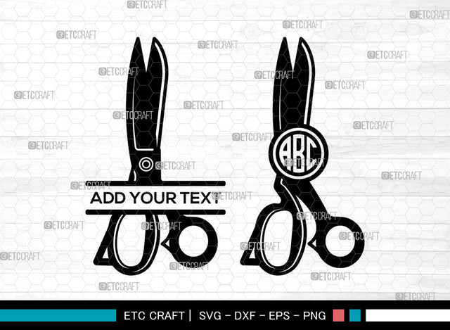 Scissors Monogram SVG, Barber Scissors Svg, Hair Saloon Svg, Split Monogram Svg SVG ETC Craft 