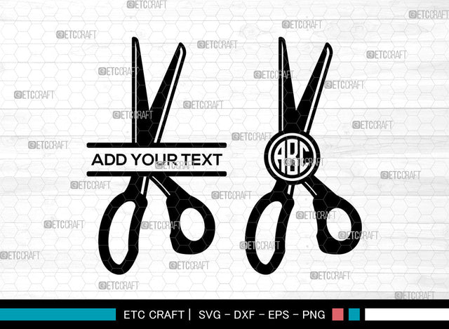 Scissors Monogram SVG, Barber Scissors Svg, Hair Saloon Svg, Split Monogram Svg SVG ETC Craft 
