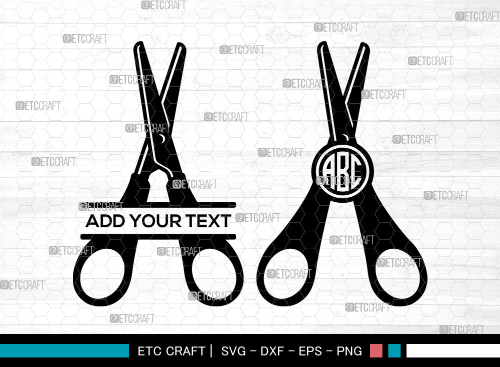 Scissors SVG, Barber Scissors Svg, Hair Saloon Svg, Split Monogram Svg ...