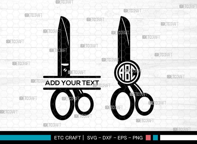 Scissors Monogram SVG, Barber Scissors Svg, Hair Saloon Svg, Split Monogram Svg SVG ETC Craft 