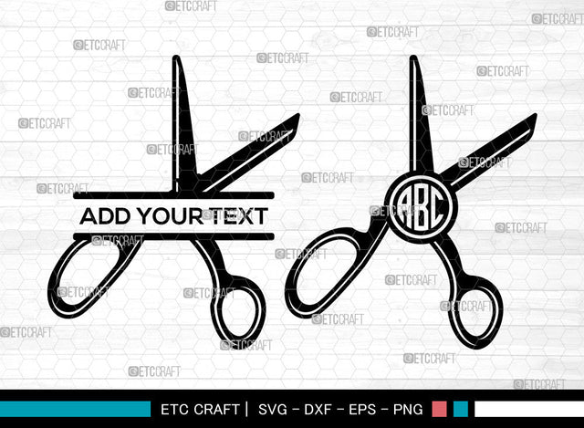 Scissors Monogram SVG, Barber Scissors Svg, Hair Saloon Svg, Split Monogram Svg SVG ETC Craft 