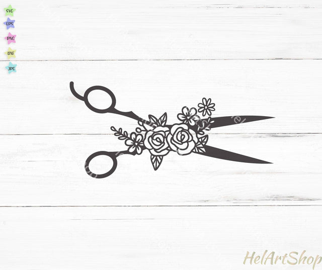 Scissors with flowers svg SVG _HelArtShop_ 
