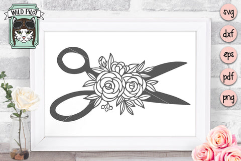 Scissors With Flowers SVG Wild Pilot 