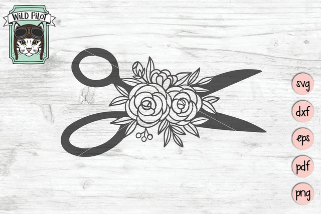 Scissors With Flowers SVG Wild Pilot 
