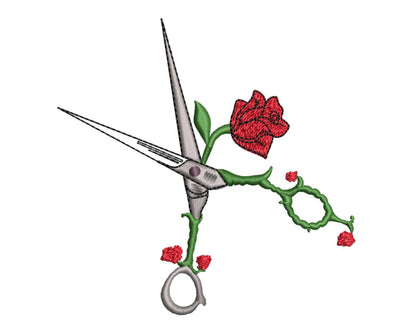 Scissors with Roses Machine Embroidery Design Embroidery/Applique DESIGNS Canada Embroidery 