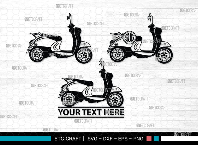 Scooter Monogram, Scooter Silhouette, Scooter SVG, Vespa Svg, Scooter Bike Svg, Motorcycle Svg, SB00050 SVG ETC Craft 