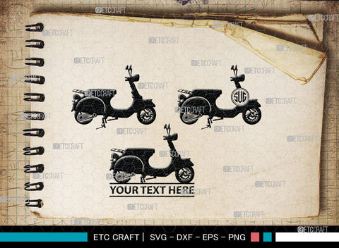 Scooter Monogram, Scooter Silhouette, Scooter SVG, Vespa Svg, Scooter Bike Svg, Motorcycle Svg, SB00050 SVG ETC Craft 
