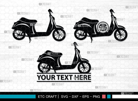 Scooter Monogram, Scooter Silhouette, Scooter SVG, Vespa Svg, Scooter Bike Svg, Motorcycle Svg, SB00050 SVG ETC Craft 