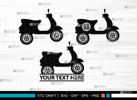 Scooter Monogram, Scooter Silhouette, Scooter SVG, Vespa Svg, Scooter Bike Svg, Motorcycle Svg, SB00050 SVG ETC Craft 