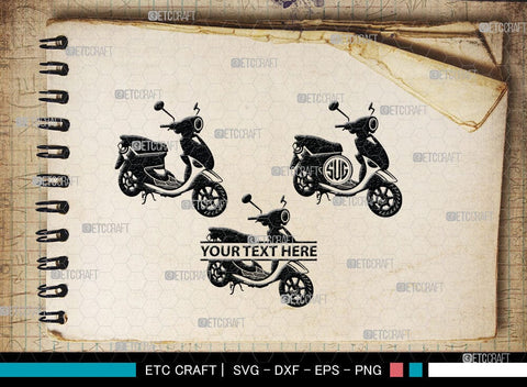 Scooter Monogram, Scooter Silhouette, Scooter SVG, Vespa Svg, Scooter Bike Svg, Motorcycle Svg, SB00050 SVG ETC Craft 