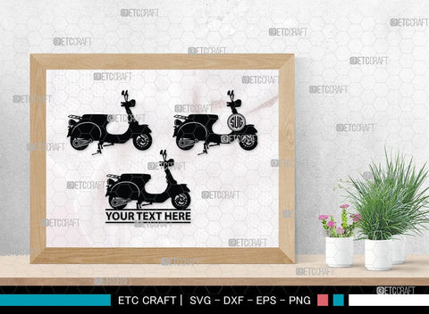 Scooter Monogram, Scooter Silhouette, Scooter SVG, Vespa Svg, Scooter Bike Svg, Motorcycle Svg, SB00050 SVG ETC Craft 
