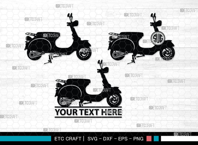 Scooter Monogram, Scooter Silhouette, Scooter SVG, Vespa Svg, Scooter Bike Svg, Motorcycle Svg, SB00050 SVG ETC Craft 