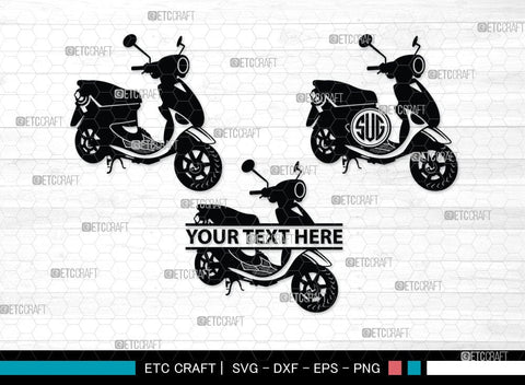 Scooter Monogram, Scooter Silhouette, Scooter SVG, Vespa Svg, Scooter Bike Svg, Motorcycle Svg, SB00050 SVG ETC Craft 