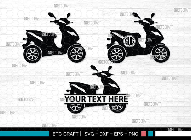 Scooter Monogram, Scooter Silhouette, Scooter SVG, Vespa Svg, Scooter Bike Svg, Motorcycle Svg, SB00050 SVG ETC Craft 
