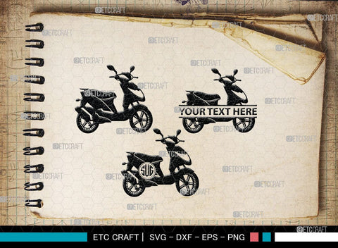 Scooter Monogram, Scooter Silhouette, Scooter SVG, Vespa Svg, Scooter Bike Svg, Motorcycle Svg, SB00050 SVG ETC Craft 