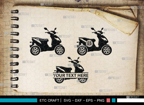 Scooter Monogram, Scooter Silhouette, Scooter SVG, Vespa Svg, Scooter Bike Svg, Motorcycle Svg, SB00050 SVG ETC Craft 