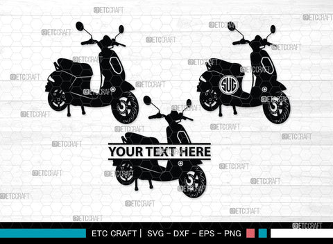 Scooter Monogram, Scooter Silhouette, Scooter SVG, Vespa Svg, Scooter Bike Svg, Motorcycle Svg, SB00050 SVG ETC Craft 