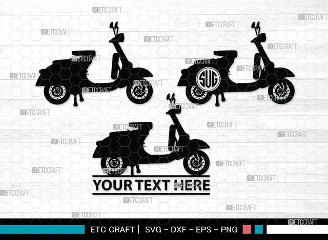 Scooter Monogram, Scooter Silhouette, Scooter SVG, Vespa Svg, Scooter Bike Svg, Motorcycle Svg, SB00050 SVG ETC Craft 