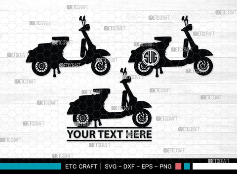 Scooter Monogram, Scooter Silhouette, Scooter SVG, Vespa Svg, Scooter Bike Svg, Motorcycle Svg, SB00050 SVG ETC Craft 