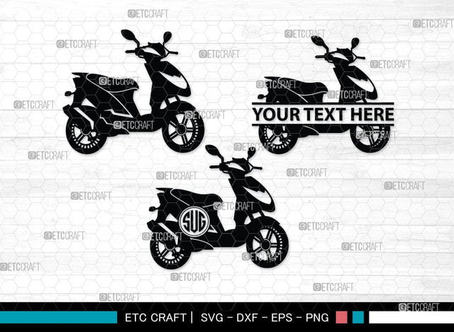 Scooter Monogram, Scooter Silhouette, Scooter SVG, Vespa Svg, Scooter Bike Svg, Motorcycle Svg, SB00050 SVG ETC Craft 