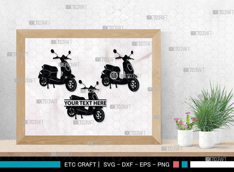 Scooter Monogram, Scooter Silhouette, Scooter SVG, Vespa Svg, Scooter Bike Svg, Motorcycle Svg, SB00050 SVG ETC Craft 