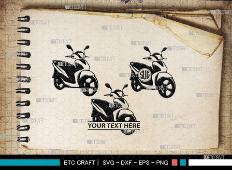 Scooter Monogram, Scooter Silhouette, Scooter SVG, Vespa Svg, Scooter Bike Svg, Motorcycle Svg, SB00050 SVG ETC Craft 