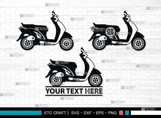 Scooter Monogram, Scooter Silhouette, Scooter SVG, Vespa Svg, Scooter Bike Svg, Motorcycle Svg, SB00050 SVG ETC Craft 