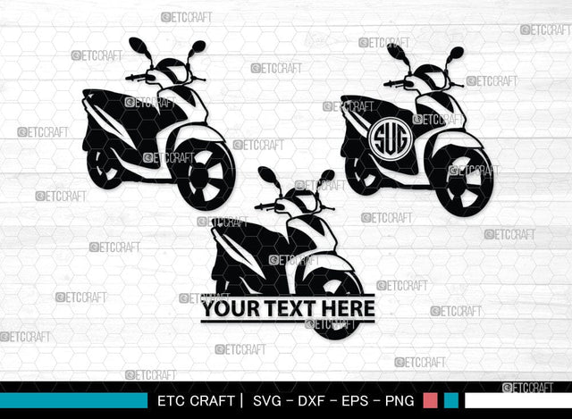 Scooter Monogram, Scooter Silhouette, Scooter SVG, Vespa Svg, Scooter Bike Svg, Motorcycle Svg, SB00050 SVG ETC Craft 