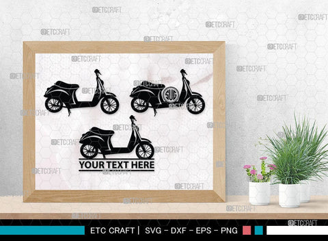 Scooter Monogram, Scooter Silhouette, Scooter SVG, Vespa Svg, Scooter Bike Svg, Motorcycle Svg, SB00050 SVG ETC Craft 