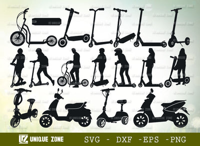 Scooter SVG Cut File | Stunt Scooter Svg | Electric Scooter Svg | Vespa Svg | Kick Scooter Svg | SVG Unique Zone 