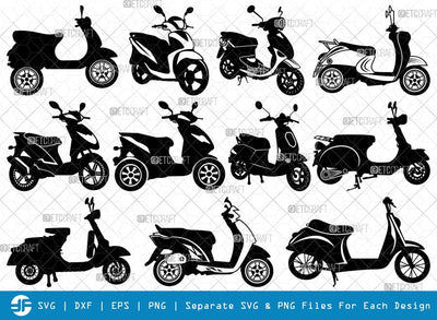 Scooter SVG Cut Files | Vespa Silhouette | Motorbike Svg | Scooter Bundle SVG ETC Craft 