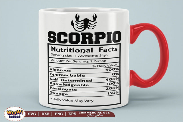 Scorpio Nutritional Facts Svg, Zodiac sign svg, Nutrition, Zodiac svg SVG Wowsvgstudio 