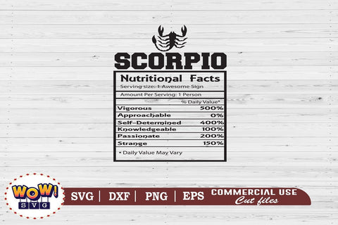 Scorpio Nutritional Facts Svg, Zodiac sign svg, Nutrition, Zodiac svg SVG Wowsvgstudio 