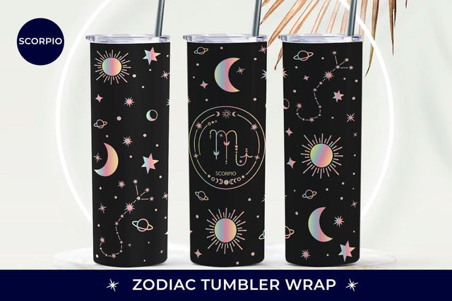 Scorpio zodiac tumbler wrap, Constellation 20 oz skinny tumbler Sublimation KMarinaDesign 