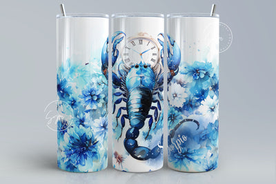 Scorpio Zodiac tumbler wrap sublimation PNG, Astrology Sign, Constellations, 20 oz Skinny Tumbler Sublimation Design, Watercolor, Digital Sublimation Syre Digital Creations 