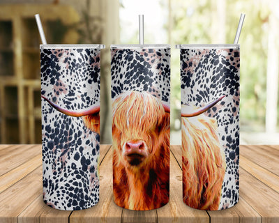 Scottish Highland Cow Tumbler Skinny 20oz, Highland Bull Cow Wrap SVG BOO-design 
