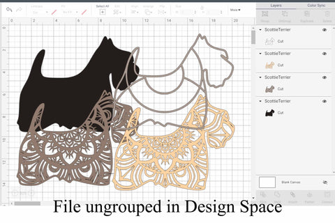 Scottish Terrier Mandala 3D Layered Dog SVG file, 4 layers SVG Digital Honeybee 