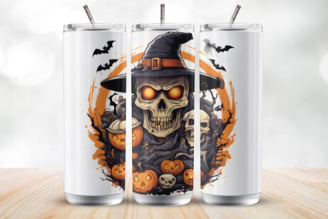 Scray Halloween Skull 20 Oz Tumbler Wrap Sublimation Design Sublimation MockupSvgVenue 