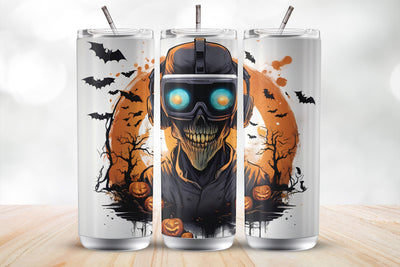 Scray Halloween Virtual Skull Gamer 20 Oz Tumbler Wrap Sublimation MockupSvgVenue 