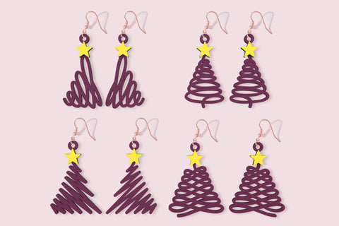 Scribble Christmas tree earrings SVG cut files SVG Angel on Empire 
