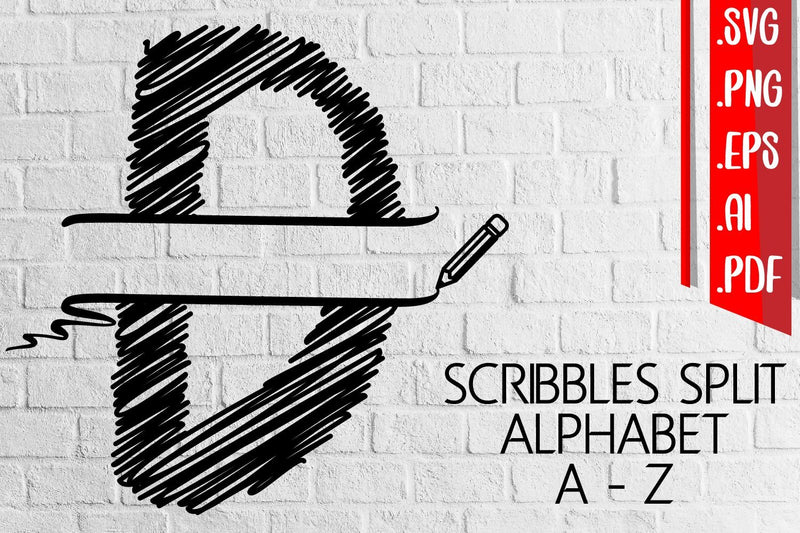 Scribbles Split Alphabet A-Z - Svg eps ai png pdf SVG zafrans studio 