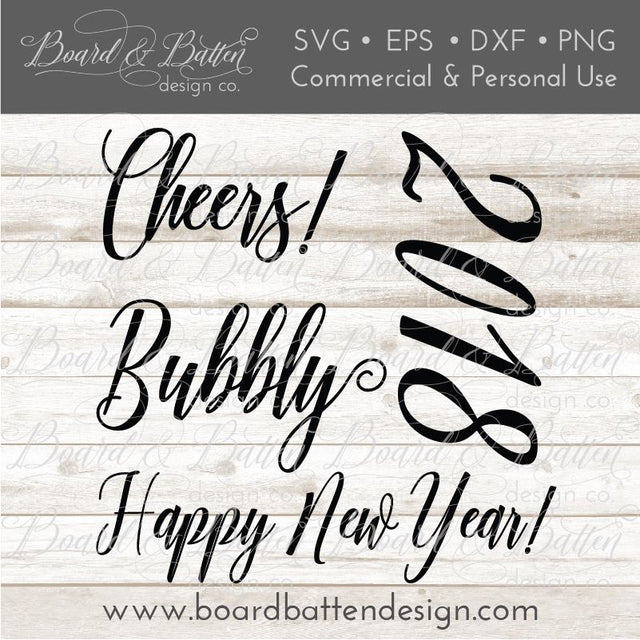 Script New Year's Words SVG File Set SVG Board & Batten Design Co 