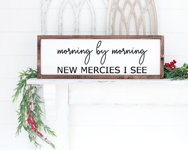 Scripture sign svg, Morning by morning new mercies I see svg, DIY wood sign, Religious svg, wedding gift svg, Bible verse cut files, Art SVG Farmstone Studio Designs 